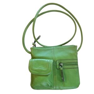 Tignanello Green Leather Crossbody Bag Vibrant Excellent Condition